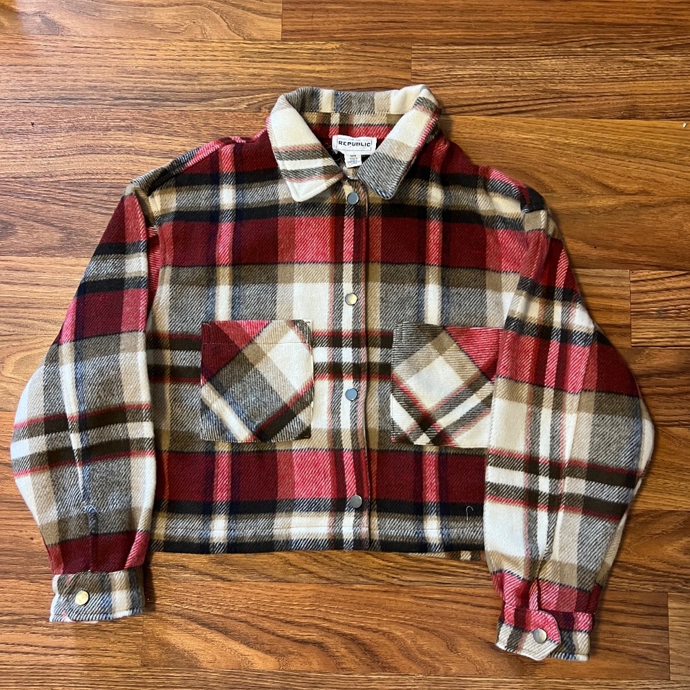 For the Republic Cropped Plaid Jacket